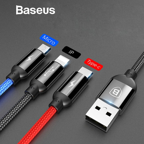 Baseus 3 in 1 USB Cable for Mobile Phone Micro USB